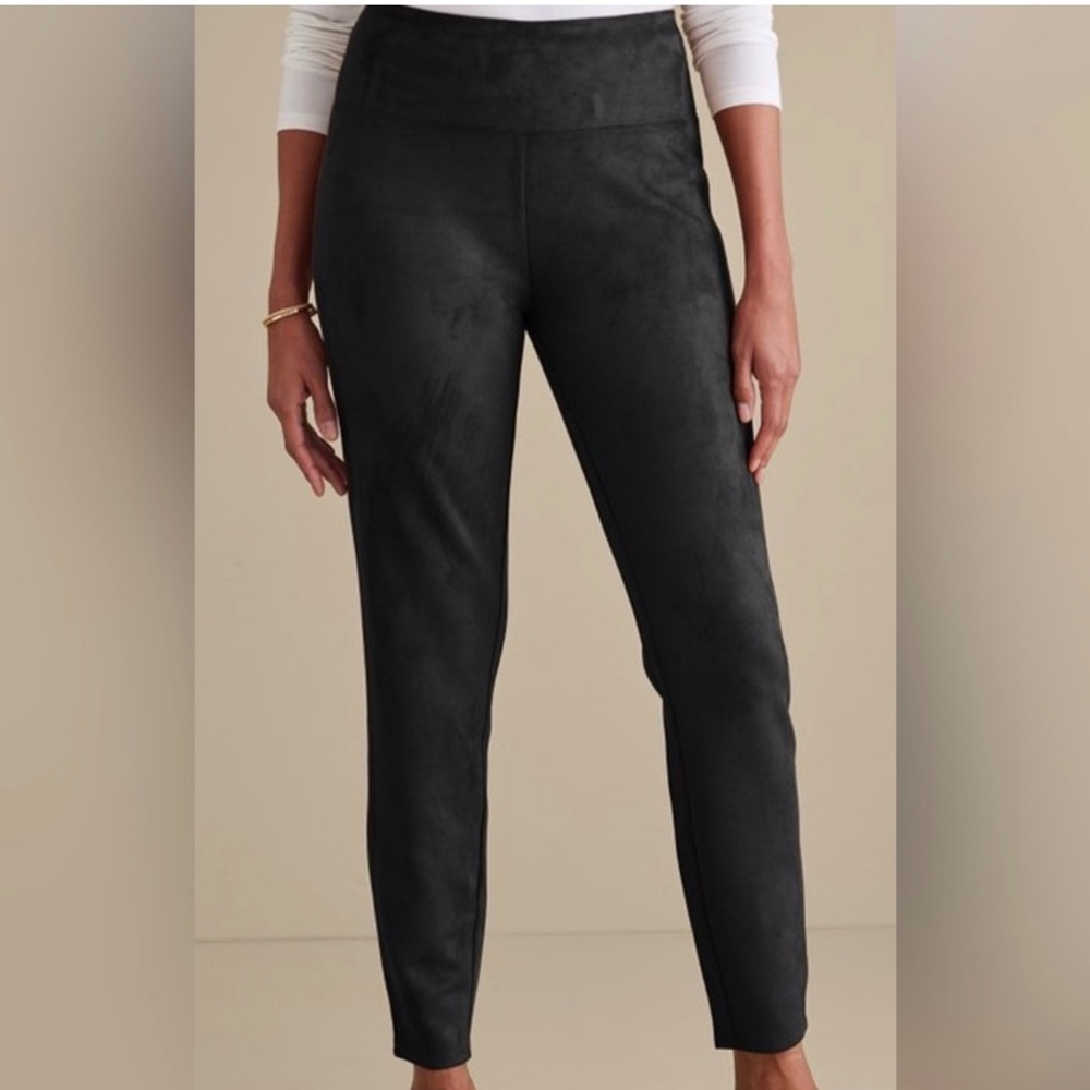Soft Surroundings Neutral Cozy Faux Suede Pull-On Minimalist Black Leggings S